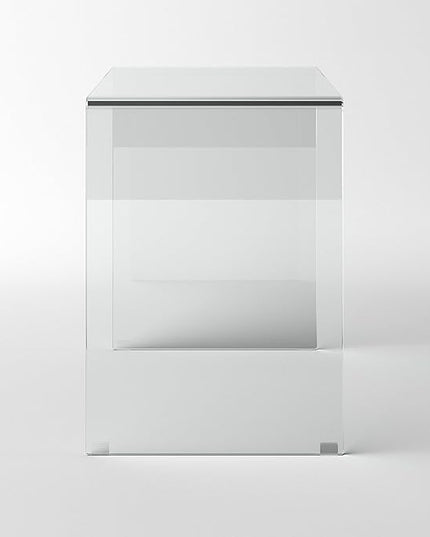 Bent Glass Computer Desk Rectangular Shaped PC Laptop Workstation Table for Home Office, 43.3" L, Clear - LeafyLoom