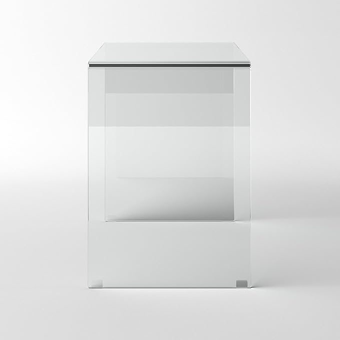 Bent Glass Computer Desk Rectangular Shaped PC Laptop Workstation Table for Home Office, 43.3" L, Clear - LeafyLoom