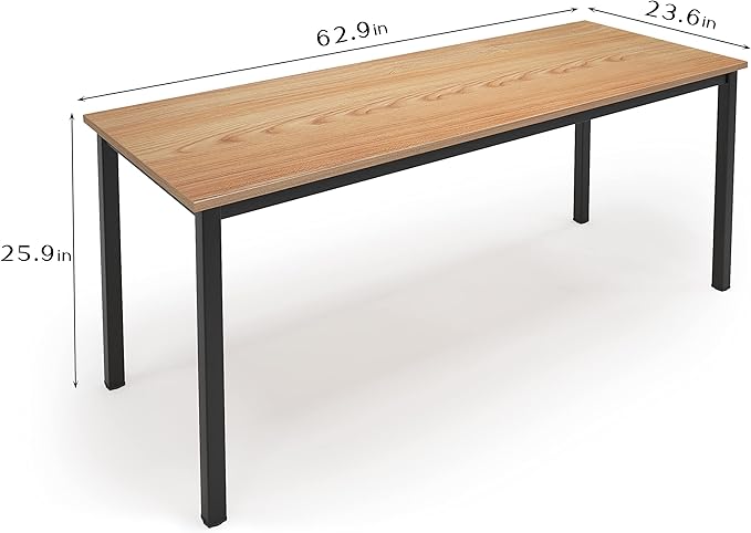 SogesGame Computer Desk,63 inch Desk& Workstations for Home Office, Writing Study Corner Desk,Modern Simple Style Laptop Table,Easy to Assemble, Teak Black - LeafyLoom