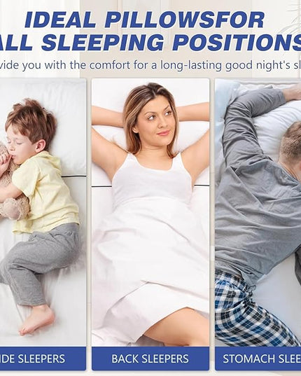 Hotel Collection Bed Pillows for Sleeping 4 Pack King Size Cooling Pillows Set of 4 for Back, Stomach or Side Sleepers, Super Soft Down Alternative Microfiber Filled Pillows - LeafyLoom