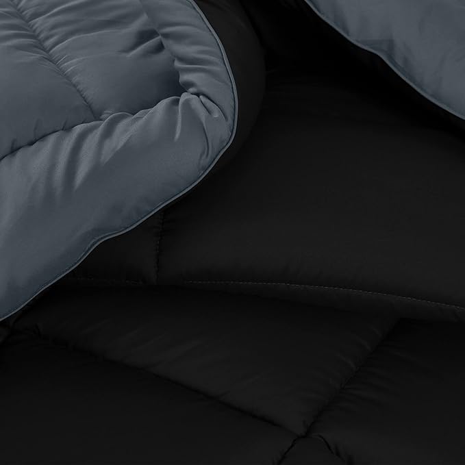 Utopia Bedding Twin Comforter Set Kids with 1 Pillow Sham, Bedding Comforter Sets, Down Alternative Reversible Black/Grey Comforter, Soft and Comfortable, Machine Washable (Pack of 6) - LeafyLoom