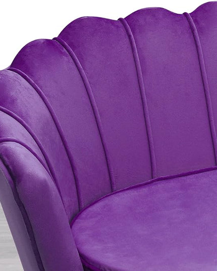 MoNiBloom 52" Purple Velvet Loveseat Sofa with 2 Pillows, Modern 2-Seater Sofa Upholstered Tufted Love Seat Couch with Golden Metal Legs for Living Room Conference Room, 300 Lbs Capacity - LeafyLoom