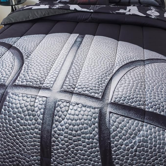 ADASMILE A & S Basketball Comforter Twin for Boys Basketball Bedding Twin for Kids Basketball Sports Comforter with Basketball Sheets 6 Pieces Bed in A Bag Comforter Twin for Boys Teens Sports Bed Set - LeafyLoom
