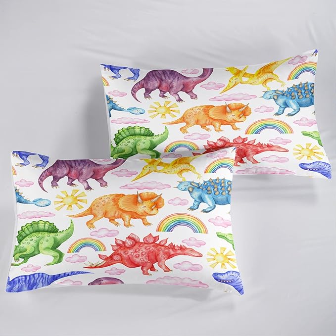 CVHOUSE Dinosaur Bedding Set,Dinosaur Comforter,Dinosaur Comforter Set Queen,Microfiber Quilt Set with 1 Comforter and 2 Pillow Cases- 3 Piece - LeafyLoom