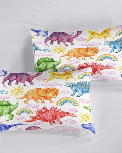 CVHOUSE Dinosaur Bedding Set,Dinosaur Comforter,Dinosaur Comforter Set Twin,Microfiber Quilt Set with 1 Comforter and 2 Pillow Cases- 3 Piece - LeafyLoom