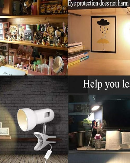 Rong&LAN Clip lamp,360° Rotation Clip on Lamp Portable Book Reading Light,Clamp on Desk/Table/Bunk Bed/Cupboard Home Lighting, (Desk lamp,Two Colors for Your Choice) Black - LeafyLoom