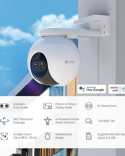 EZVIZ Security Camera Outdoor, 1080P Pan/Tilt/Zoom WiFi Camera, 8× Mixed Zoom and AI-Powered Person Detection Security Cam, IP65 Waterproof, Support MicroSD Card up to 512GB | C8PF EZVIZ