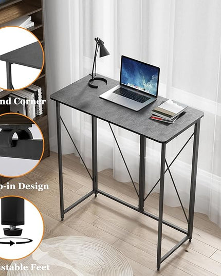 39.37" Folding Standing Desk, Small Laptop Stand Up Desk for Sitting or Standing, No Assembly Needed Folding Desk, Portable Standing Desk, Tall Foldable Desk for Home, Office, Small Spaces (Black) - LeafyLoom