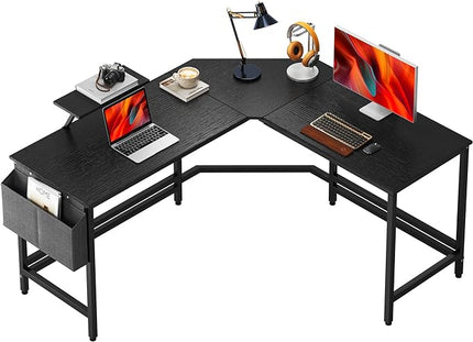 DlandHome L-Shaped Computer Desk 59 inches x 47.2 inches, Composite Wood and Metal, Home Office PC Laptop Study Workstation Corner Table with CPU Stand, CZYF-LD-1 - LeafyLoom