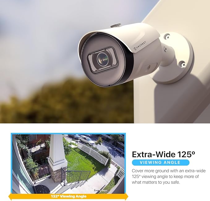 Amcrest 4K (8MP) IP POE Camera, UltraHD Outdoor Bullet, 3840x2160, 98ft NightVision, 125° FOV, IP67, MicroSD (256GB), Human & Vehicle Detection, Tripwire & Intrusion, (IP8M-2496EW-AI-V3) Amcrest