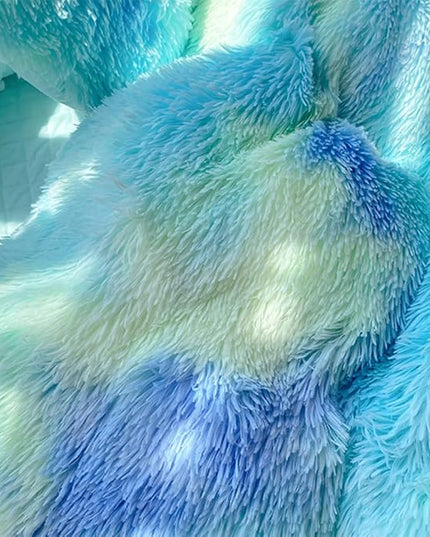 Faux Fur Kids Girls Green Rainbow Comforter Sets King - 3PC Bed Set Warm Comfortable Soft Plush Flannel Velvet Fluffy Fuzzy Bedding（Comforter x 1 Pillowcases x 2） - LeafyLoom