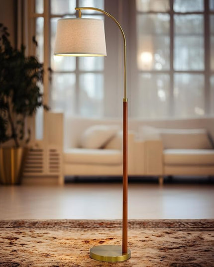 62.5" Gold Floor Lamp for Living Room with Foot Switch Standing Lamp Tall Industrial Reading for Bedroom Office - LeafyLoom