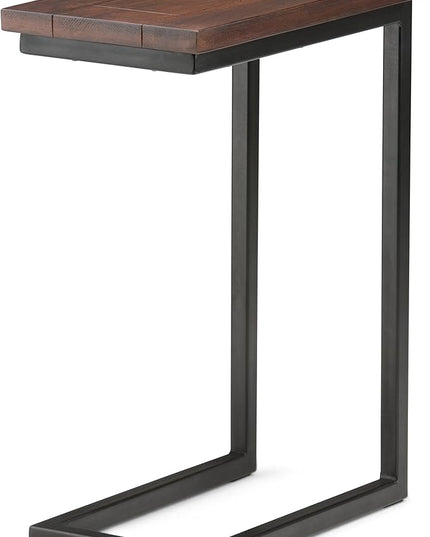 SIMPLIHOME Skyler SOLID MANGO WOOD and Metal 18 Inch Wide Rectangle C Side Table in Dark Cognac Brown, Fully Assembled, For the Living Room and Bedroom - LeafyLoom