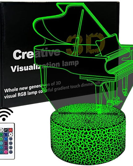 3D Piano Night Light Illusion Lamp,16 Colors Changing with Remote Control,Bedroom Home Decor for Family, Friends, Women - LeafyLoom