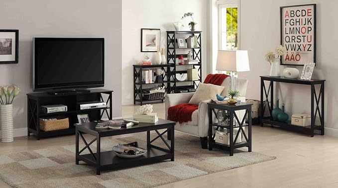 Convenience Concepts Oxford 5 Tier Corner Bookcase, Black - LeafyLoom