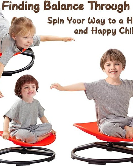 Kids Sensory Chair for Autism Kids Swivel Chair, Sensory Spin Chair Seat Improve Physical Coordination Wobble Chair for Kids Sit and Spin Relief of Motion Sickness - LeafyLoom