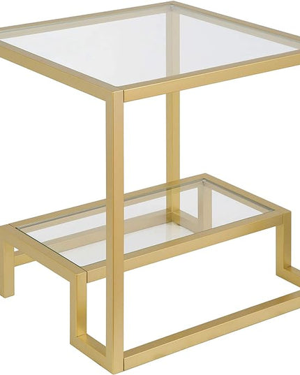 Henn&Hart Athena Side Table, 22" Wide, Gold - LeafyLoom