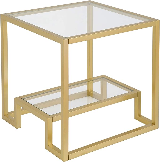 Henn&Hart Athena Side Table, 22" Wide, Gold - LeafyLoom