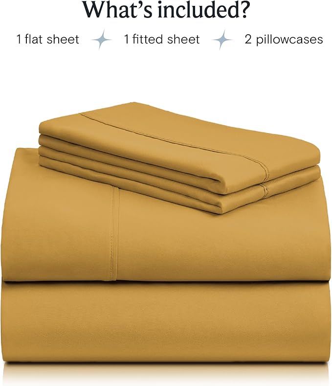 LuxClub Twin XL Sheets - Twin Bed Sheets for-Boys-and-Girls-4 PC Deep Pockets 18" Eco Friendly Wrinkle Free-Kids-Fitted Sheets Machine Washable Hotel Bedding Silky Soft - Medallion Gold Twin XL - LeafyLoom