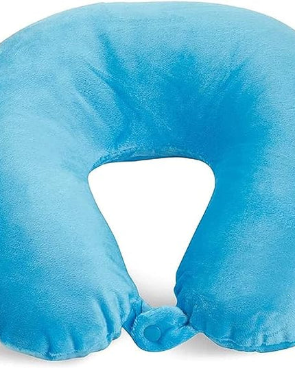 Adult Cozy Soft Microfiber Neck Pillow, Compact, Perfect for Plane or Car Travel, Light Blue - LeafyLoom