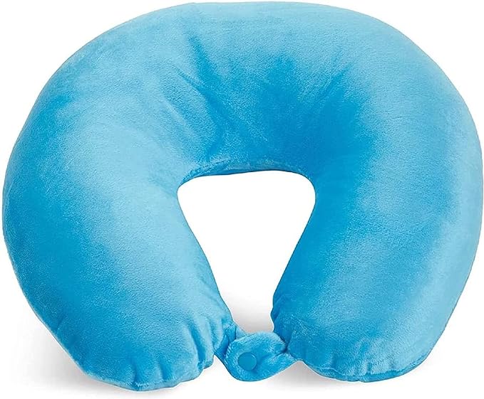 Adult Cozy Soft Microfiber Neck Pillow, Compact, Perfect for Plane or Car Travel, Light Blue - LeafyLoom
