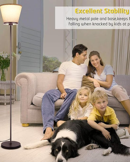 LED Floor Lamp, 3 Color Temperatures Floor Lamp for Living Room Bedroom Office, 68" Tall Standing Lamp Floor Lamp. 15W Bulb Included(Brown). - LeafyLoom