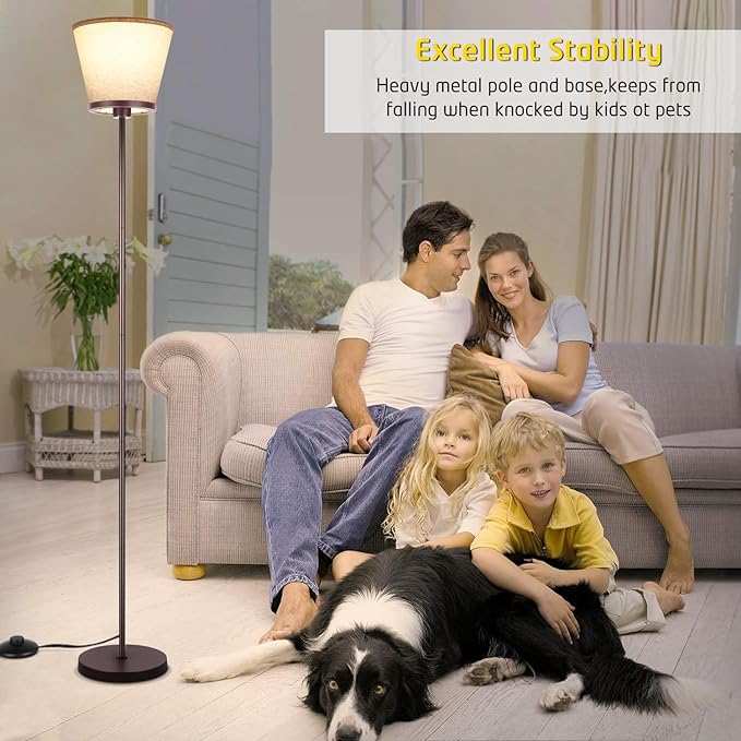 LED Floor Lamp, 3 Color Temperatures Floor Lamp for Living Room Bedroom Office, 68" Tall Standing Lamp Floor Lamp. 15W Bulb Included(Brown). - LeafyLoom