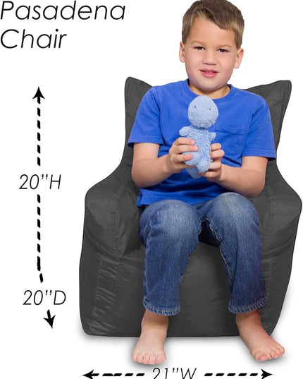 Posh Creations Structured Comfy Bean Bag Chair for Gaming, Reading, and Watching TV, Pasadena Chair, Microsuede - Charcoal Gray - LeafyLoom