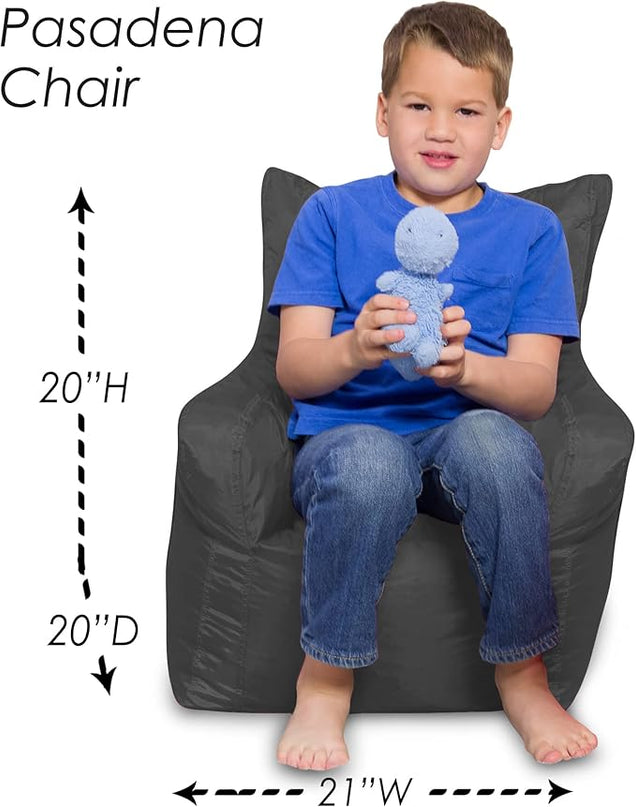 Posh Creations Structured Comfy Bean Bag Chair for Gaming, Reading, and Watching TV, Pasadena Chair, Microsuede - Charcoal Gray - LeafyLoom