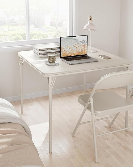 IDEALHOUSE Portable Folding Card Table and Chair Set of 5, Pu Upholstered Foldable Table, and All Metal Folding Chairs, Table and Chairs Suitable for Dining Room, Living Room, Office, Camping - LeafyLoom
