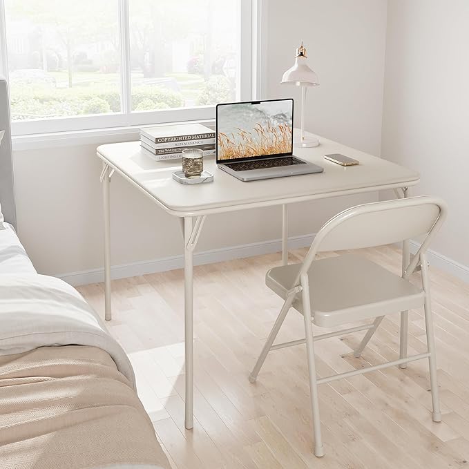 IDEALHOUSE Portable Folding Card Table and Chair Set of 5, Pu Upholstered Foldable Table, and All Metal Folding Chairs, Table and Chairs Suitable for Dining Room, Living Room, Office, Camping - LeafyLoom