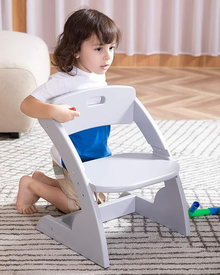 HOUCHCIS Toddler Chair, Wooden Toddler Chair for Kids, Adjustable Kids Chairs for Toddlers, Toddler Chairs and Small Chair, Kids Chair (Grey) - LeafyLoom