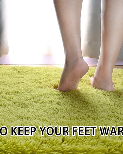Merelax Soft Shaggy Rug for Kids Bedroom, Oval 2.6'x5.3' Green Plush Fluffy Carpets for Living Room, Furry Carpet for Teen Girls Room, Anti-skid Fuzzy Comfy Rug for Nursery Decor Cute Baby Play Mat - LeafyLoom