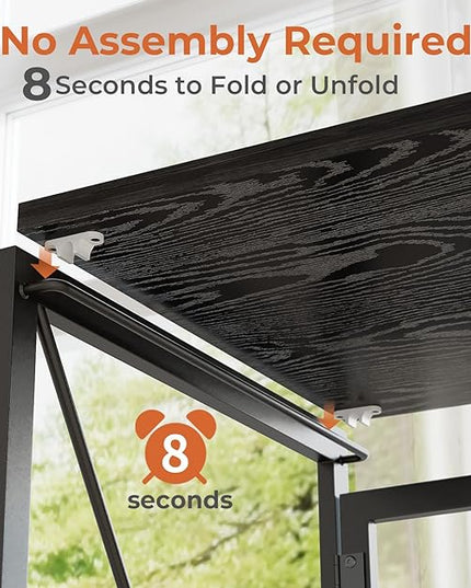 Coavas 39.4 inch Folding Desk No Assembly Required, Writing Computer Desk Space Saving Foldable Table Simple Home Office Desk, Black Wood - LeafyLoom