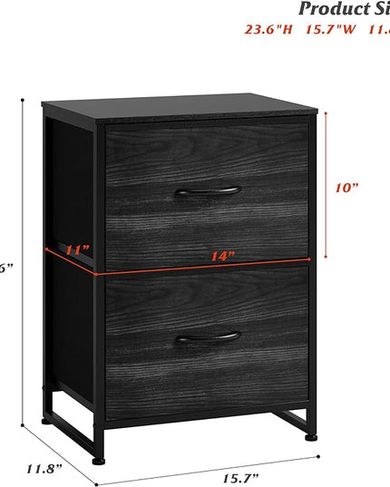 Nicehill Nightstand, Small Dresser, Bedside Furniture, Night Stand End Table with Storage Drawers for Bedroom, Black Wood Grain - LeafyLoom