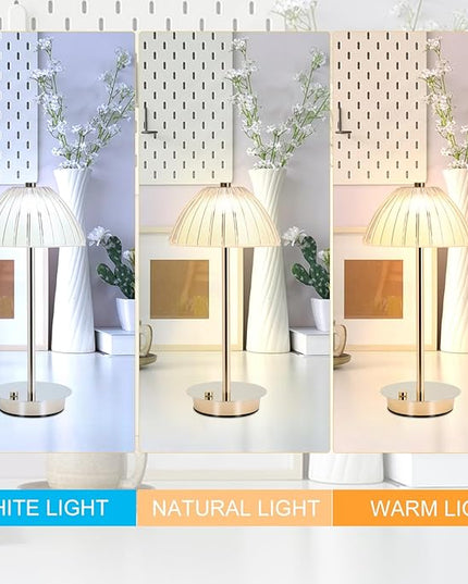 Pumpkin LED Table Bedside Lamp with Touch Sensor, 3 Color Dimmable Cordless Desk Lamp(White/Warm/Natural),USB Rechargeable Night Lamp for Kids Room,Living Room,Bedroom,Study,Office(Gold) - LeafyLoom