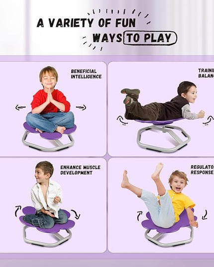 Kids Swivel Chair, Seat and Spinning Chair, Body Coordination Training Chair, Purple Petal Non Slip Sensory Toys 360° Spinning Chair for Autistic Kids Aged 3+, Improving Toddler's Physical Fitness - LeafyLoom