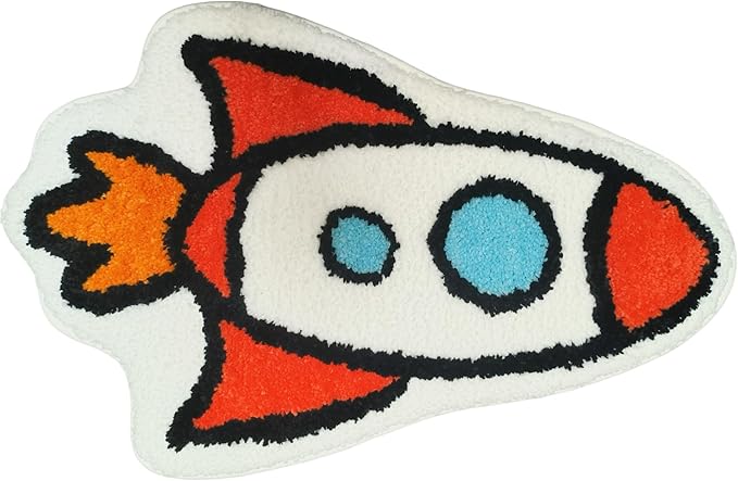 Bedroom or Bathroom Rug for kids - 24x16 in; 100% Soft Microfiber Kids Bathroom Mat; Decorative Kids Area Rug, for Boys Girls Kids, 18x24 Inches (Rocket) - LeafyLoom