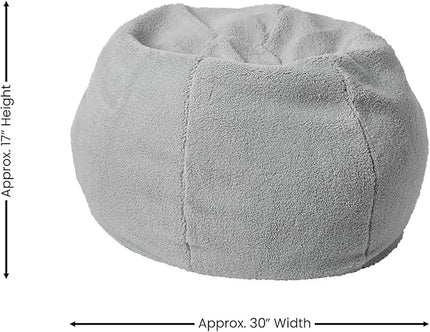 Flash Furniture Dillon Sherpa Bean Bag Chair, Classic Refillable Bean Bag Chair for Kids and Teens, Small, Gray - LeafyLoom