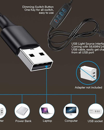 Clip on Desk Lamps,48 LEDs 360°Flexible Gooseneck Reading Table Light,3 Color Modes, 10 Brightness, USB Clamp Books Night Light for Home, Office, Dorm - LeafyLoom