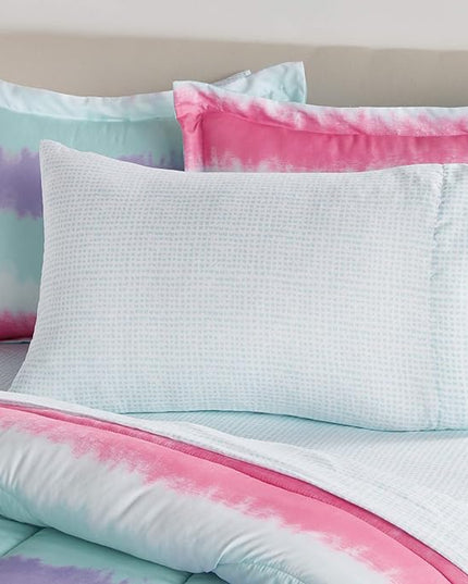 dream FACTORY Tie Dye Stripe 5-Piece Microfiber Bag Comforter Bedding Set Super Soft-Twin, Purple Multi,2D871601MU - LeafyLoom