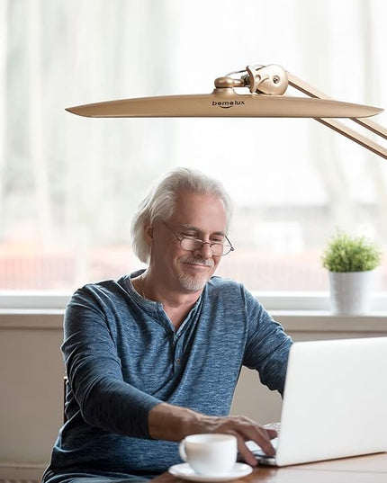 LED Desk Lamp with Clamp, Dimming Task Lamp for Reading Desktop Office Workbench Table Architect Sewing Study Home Craft, Bright 117PCS LEDs, 2200 Lumens 20 Inch Metal Swivel Arm Work Lamp - LeafyLoom