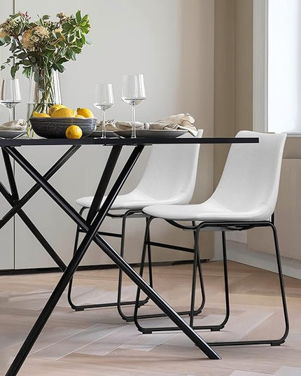 NicBex Retro Side Chair Dining Chair with Metal Legs for Kitchen, Living, Dining Room, Set of 2, (White Color) (A-GE17016-USSU014) - LeafyLoom