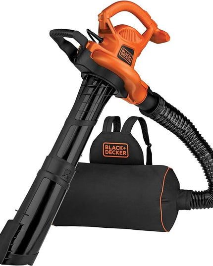 BLACK+DECKER Electric Leaf Blower, Leaf Vacuum and Mulcher 3 in 1, 250 mph Airflow, 400 cfm Delivery Power, Reusable Bag Included, Corded (BEBL7000) - LeafyLoom