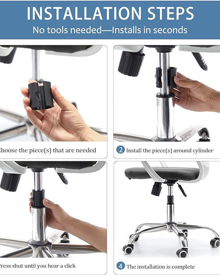 Office Chair Hero Fix Attaches Clamps to Large Cylinder Piston Stops Your Chairs Sinking When Computer Hydraulic Lift Has No Gas Stop Replacement - LeafyLoom