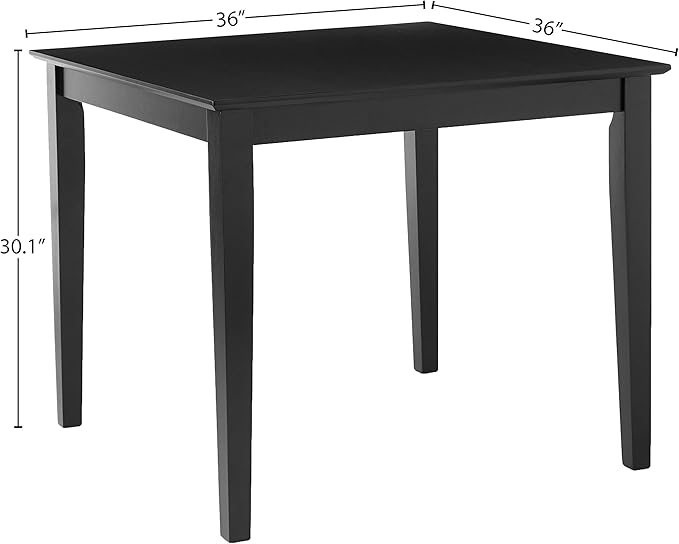IC International Concepts Solid Wood Top Dining table, 36", Black - LeafyLoom