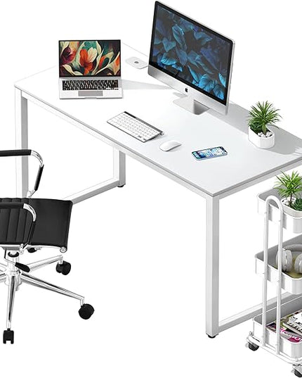 SHW 48" Home Office Computer Desk, 24" Deep, White - LeafyLoom