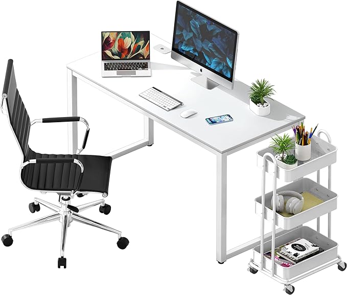 SHW 48" Home Office Computer Desk, 24" Deep, White - LeafyLoom