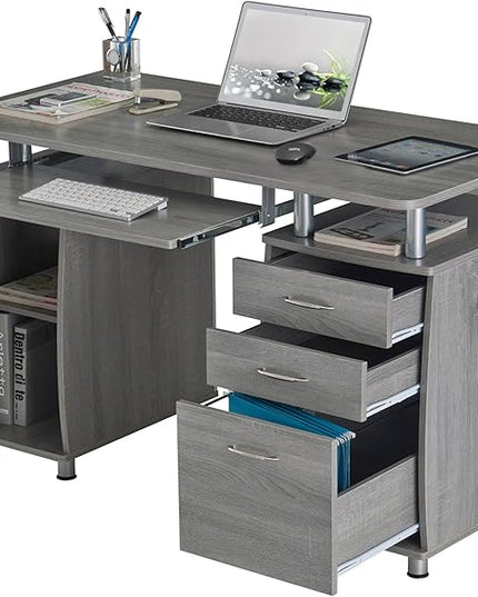 Techni Mobili Small Computer Desk in Gray - LeafyLoom