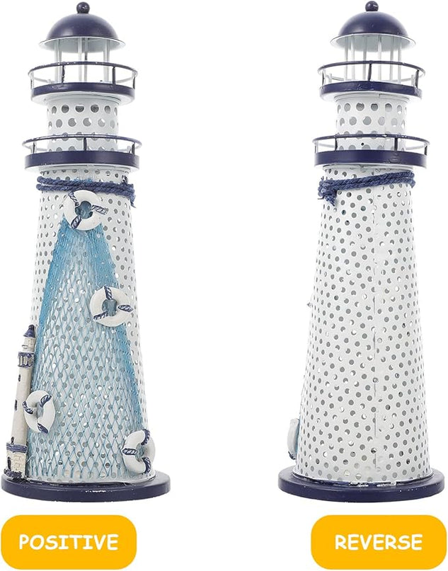 Lighthouse Ornament with Led Light Night Light Nautical Themed Lighthouse Tabletop Summer Ocean Party Decor - LeafyLoom